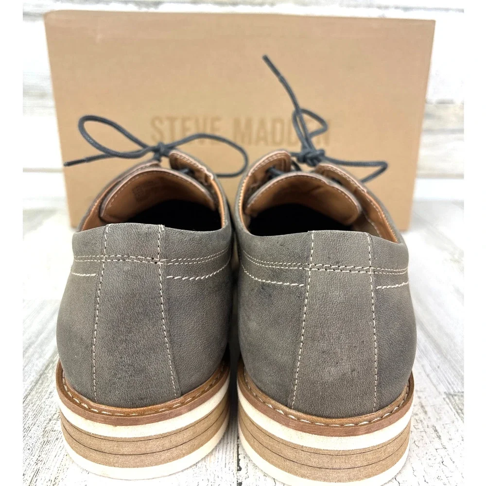 Steve Madden Mens 9 Kacion Gray Suede Oxford Shoes Lace Up Casual Dress NEW